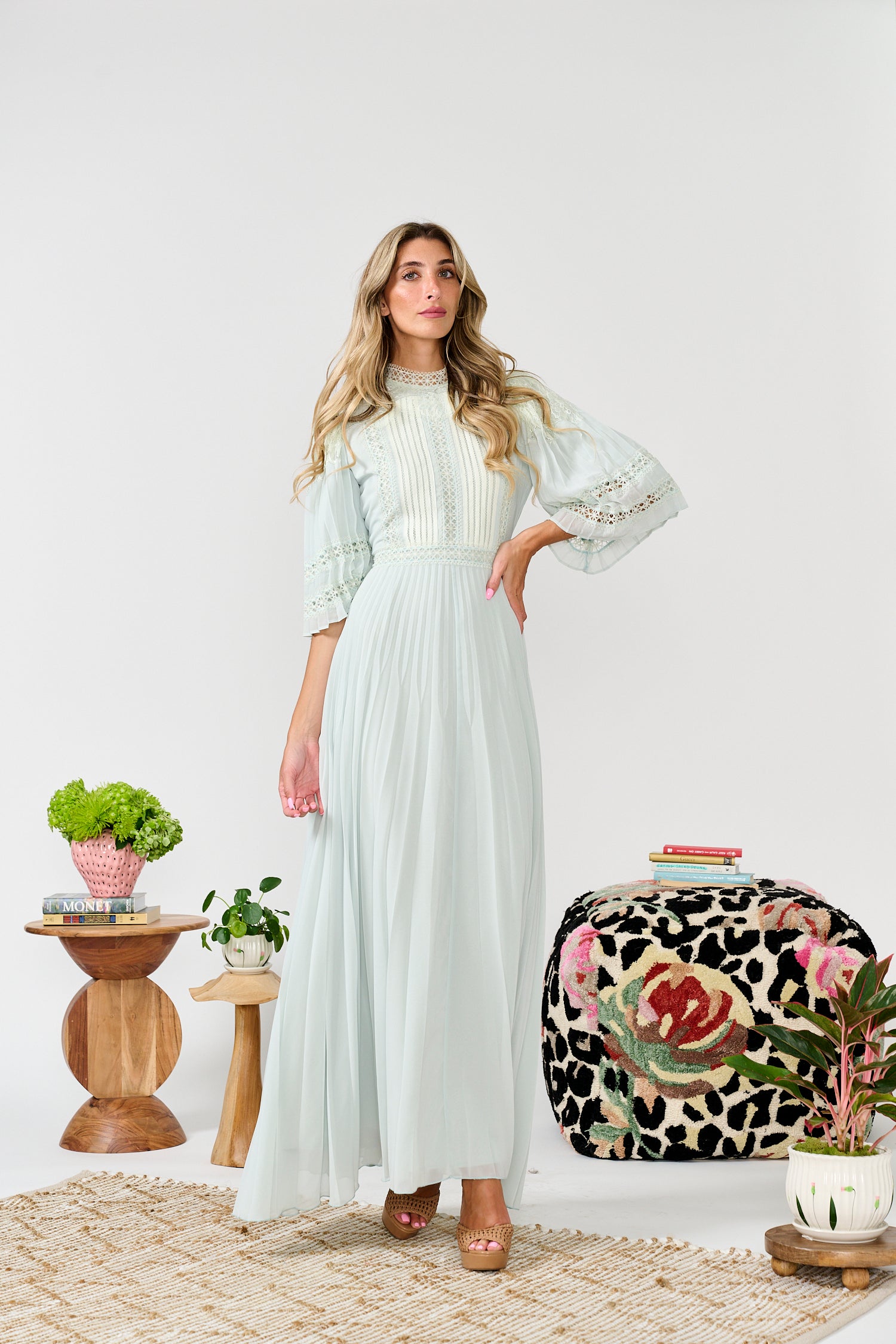 PAPER PARACHUTE LACE PLEATED DRESS