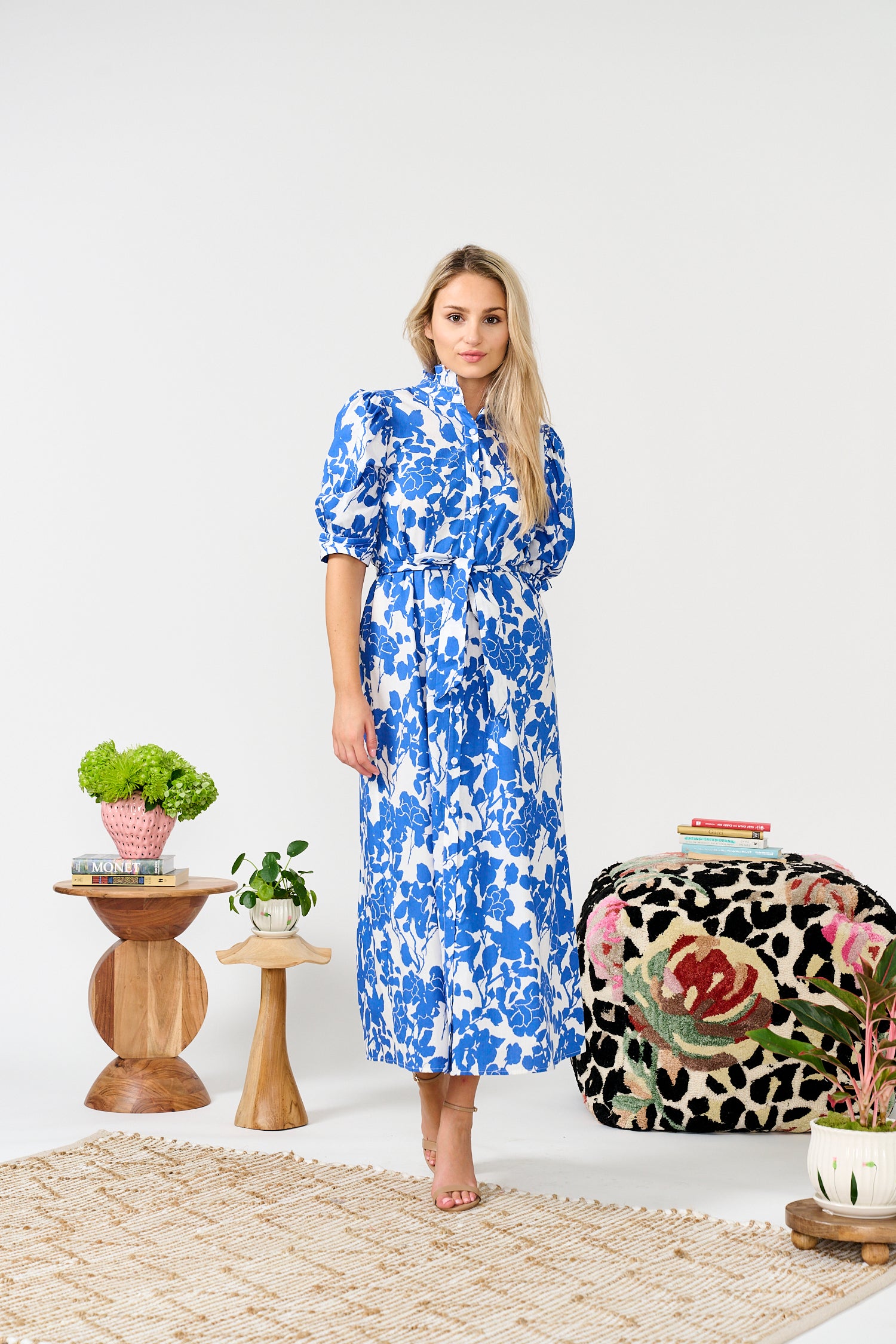 PAPER PARACHUTE FLORAL BELTED BUTTONDOWN DRESS