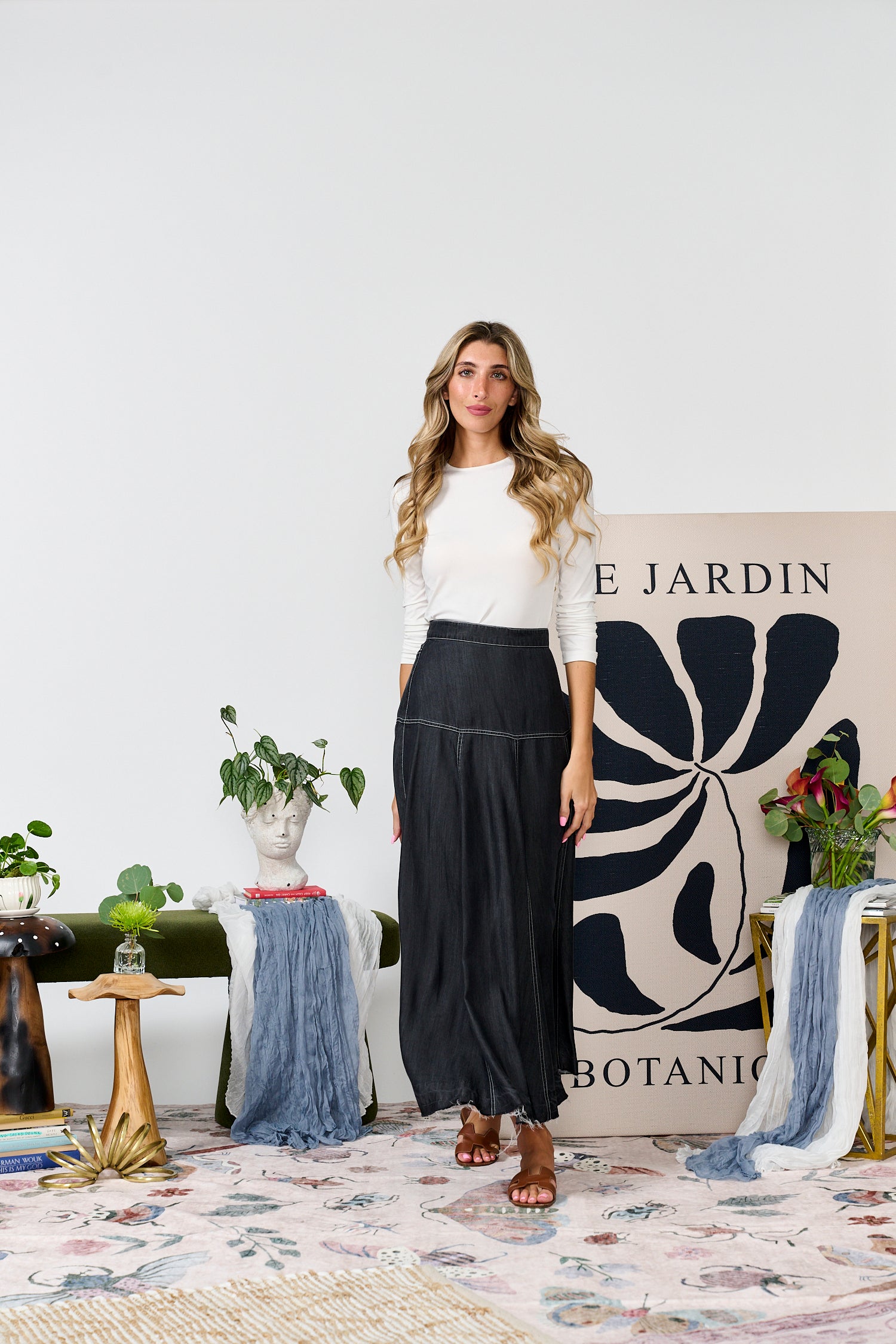 PASCAL CHAMBRAY SKIRT W STITCHING