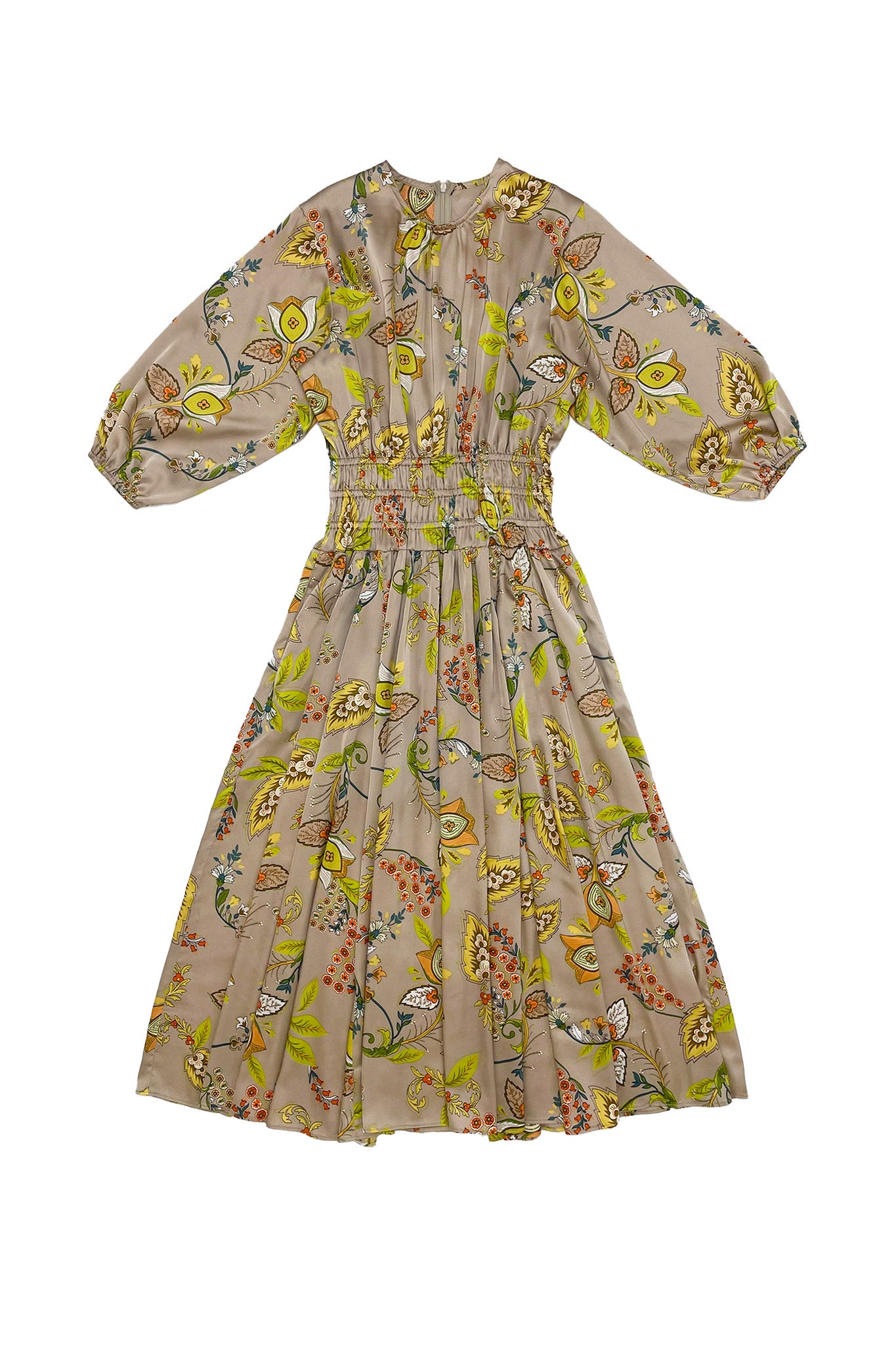 ZAIKAMOYA JENNIFER RUCHED WAIST FLORAL DRESS