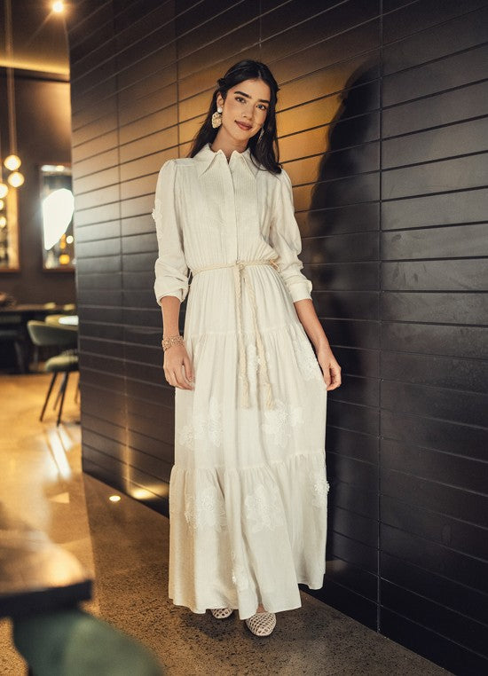 BARELLI EMBROIDERED PATCH BELTED DRESS