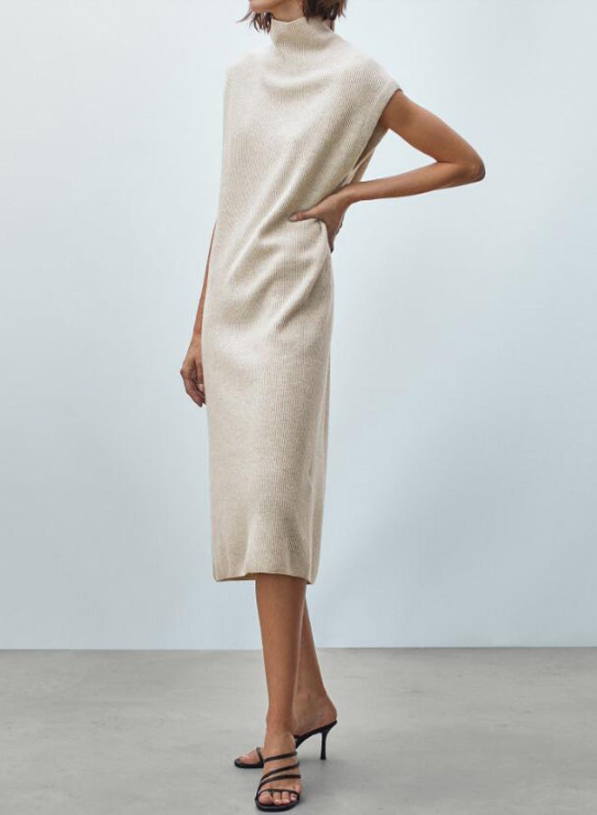 AVANT LOOK HIGH NECK SLEEVELESS SLIM DRESS
