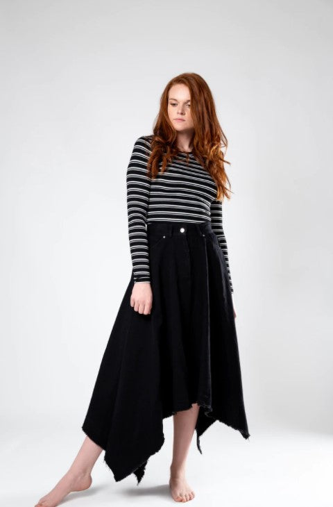 IN:05 ASYMMETRICAL FRINGE SKIRT