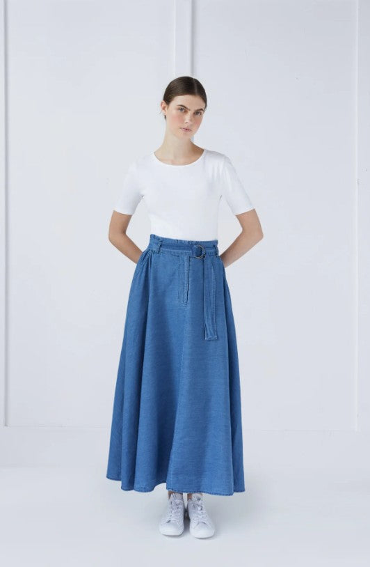UNAYA CAMERON SIDE SCRUNCH BELTED SKIRT