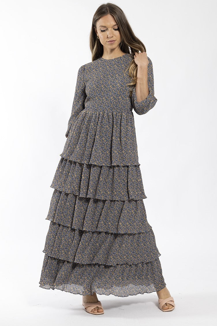 CONCEPT FLORAL RUFFLE TIER MAXI DRESS