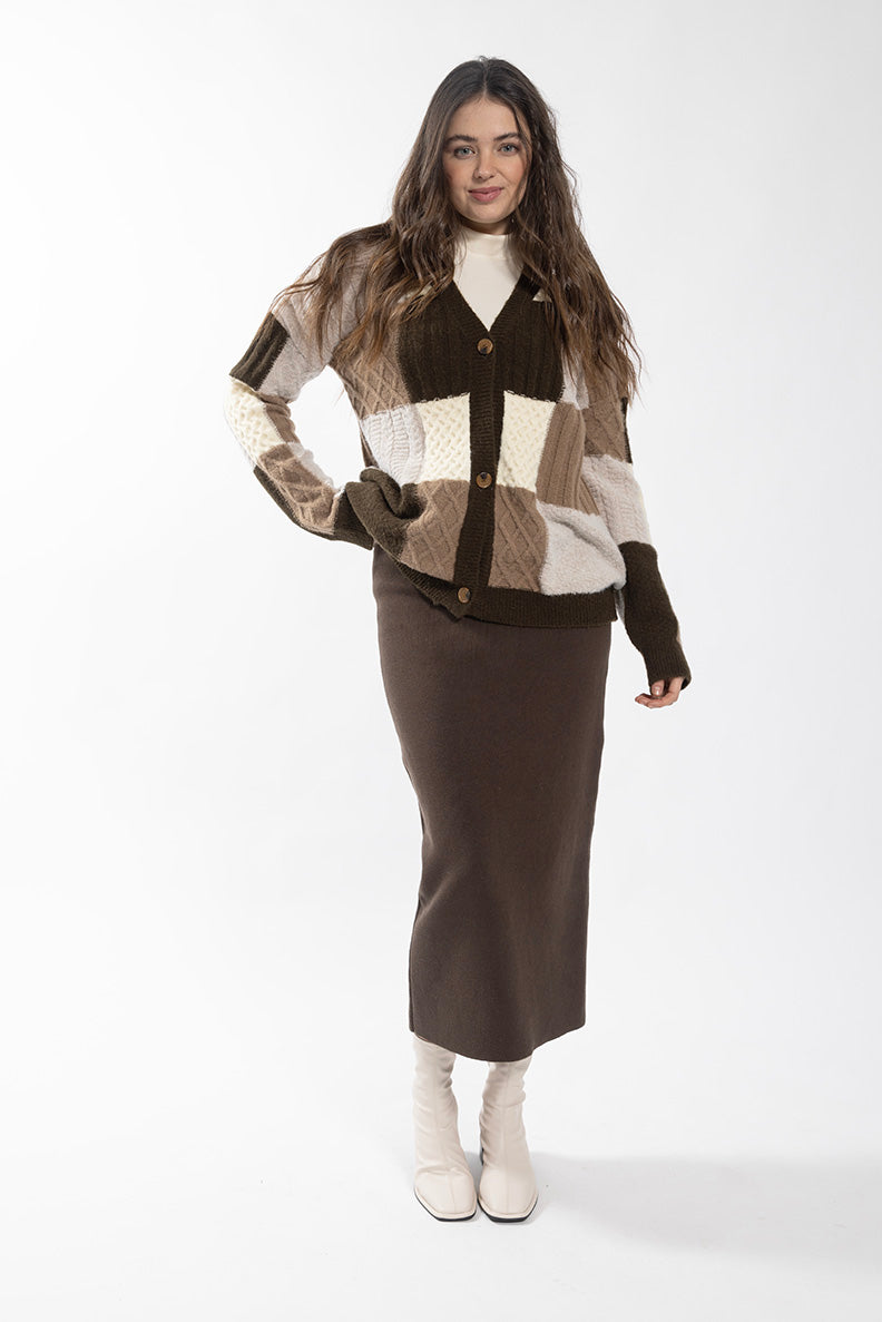 CONCEPT CABLE PATCHWORK CARDI