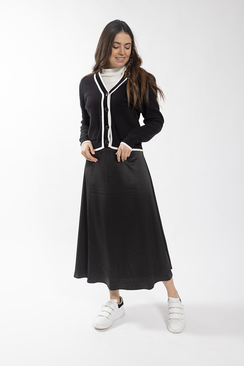 CONCEPT CONTRAST TRIM CARDIGAN