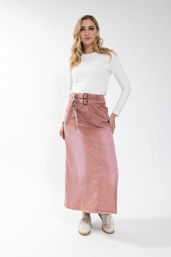 CONCEPT Double Belt Stretch Denim Skirt