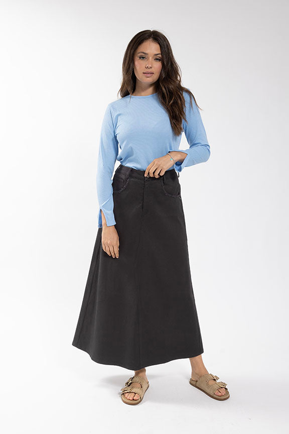 CONCEPT Basic A-Line Twill Skirt