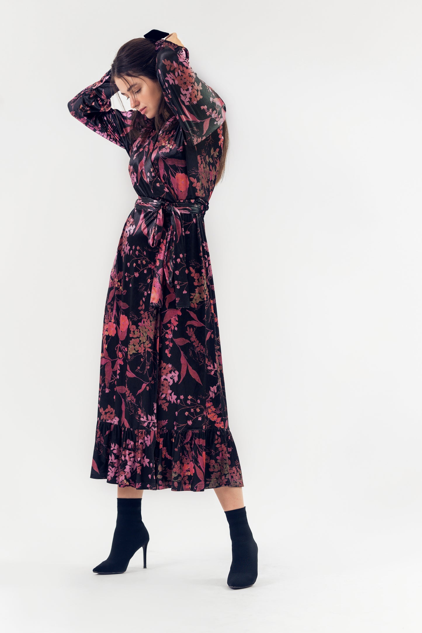 POPPY NEW YORK VELVET WRAP DRESS