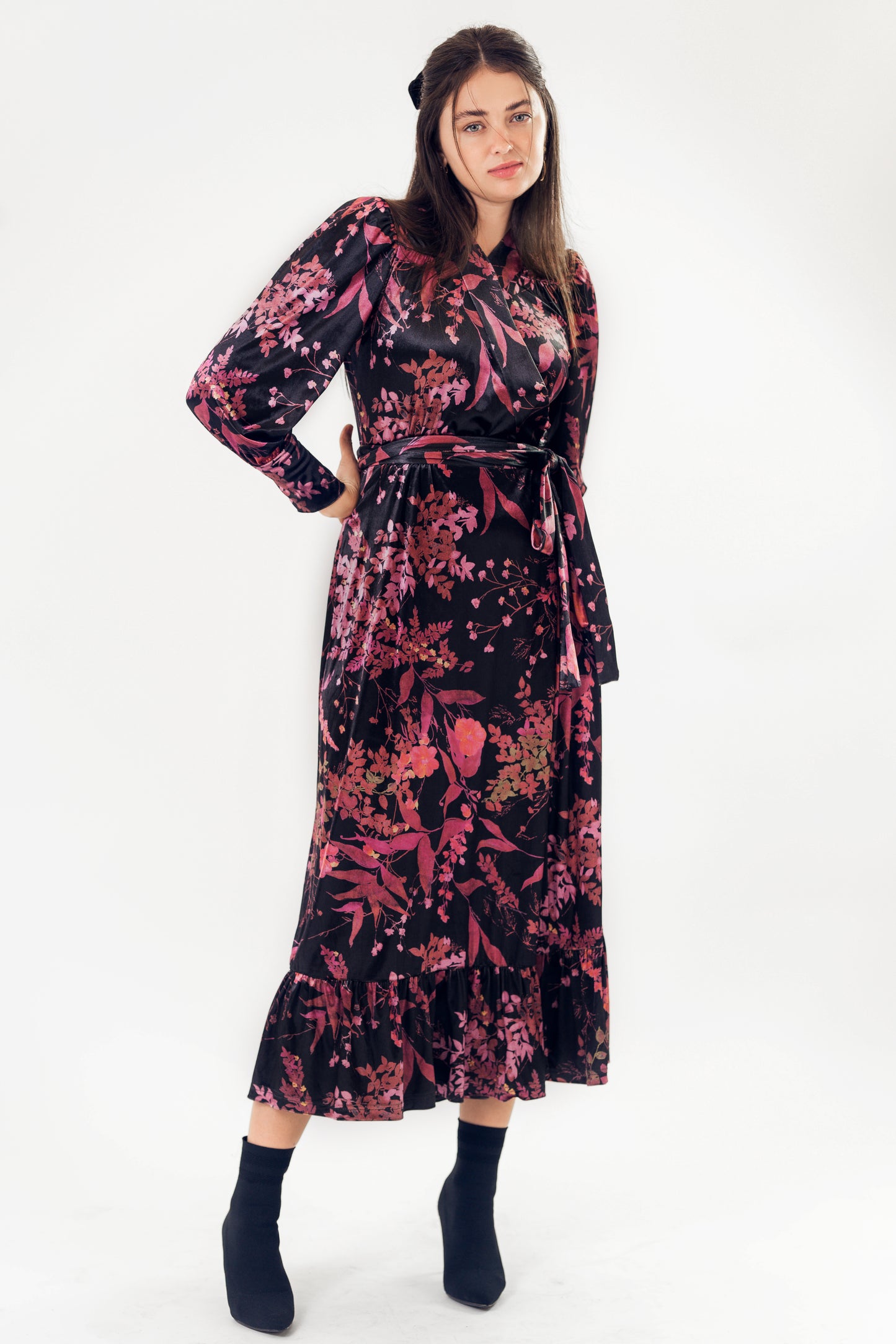 POPPY NEW YORK VELVET WRAP DRESS