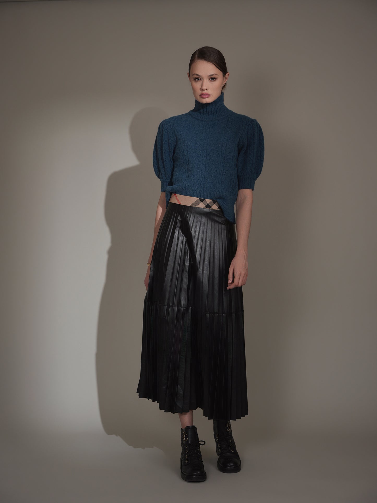 ERMANNA PLEATED LEATHER SKIRT