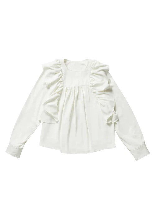ELLE OH ELLE GATHERED PLEAT RUFFLE BLOUSE