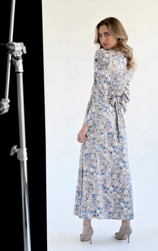 BYRD FLORAL POOF SLEEVE DRESS