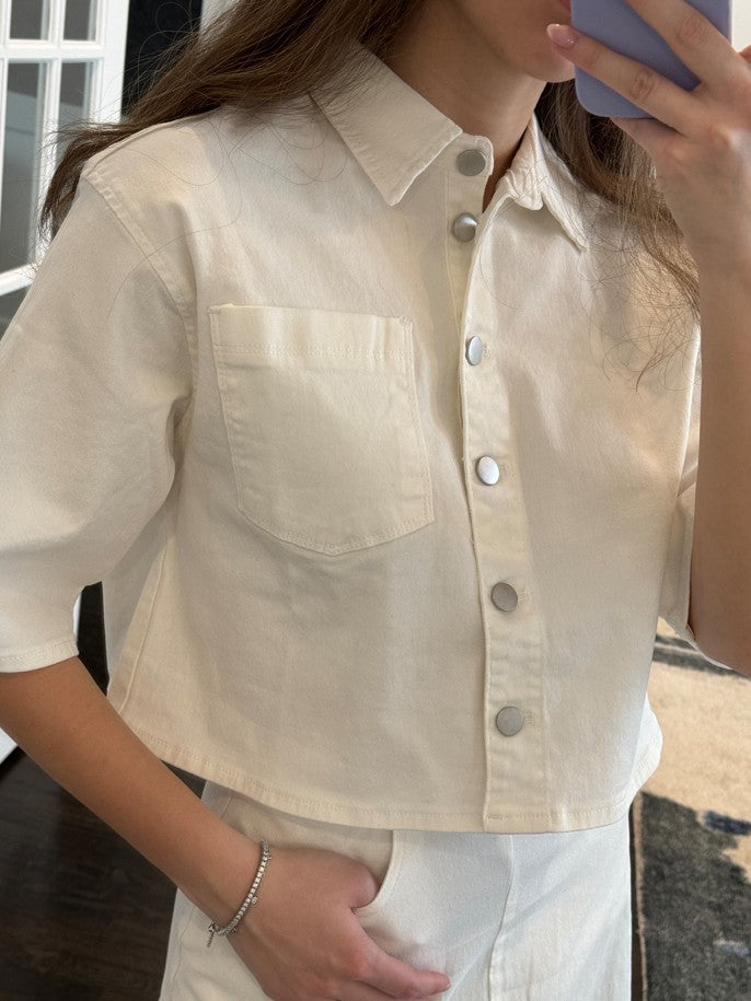 KUO Oversized Cropped Shirt