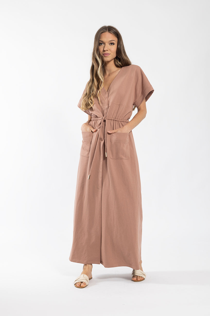 LATITUDE SLEEVELESS BUTTON DOWN SWEATSHIRT DRESS