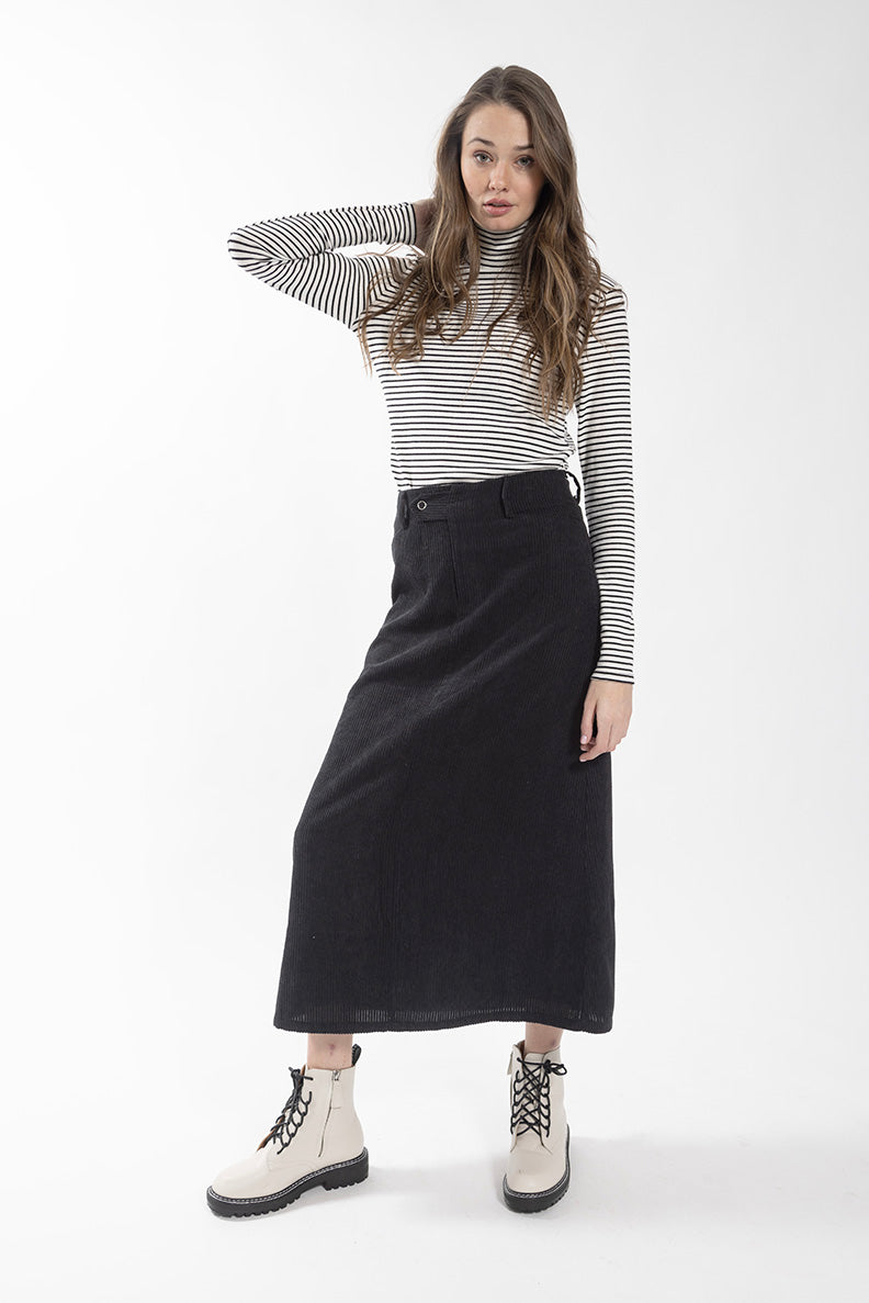LATITUDE CORDUROY MIDI SKIRT