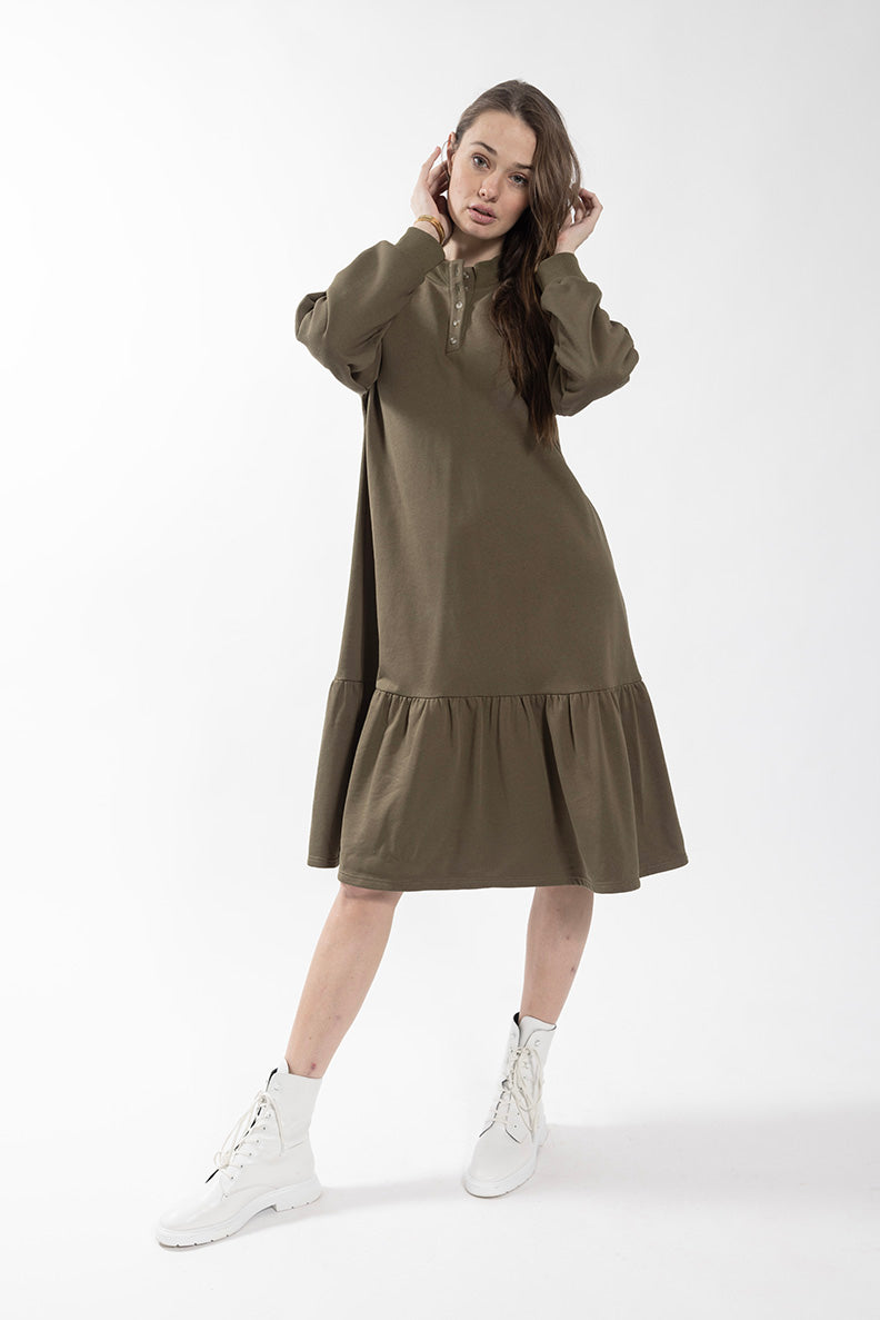 LATITUDE DROP TIER SWEATSHIRT DRESS
