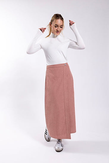 LATITUDE Corduroy Mock Wrap Skirt