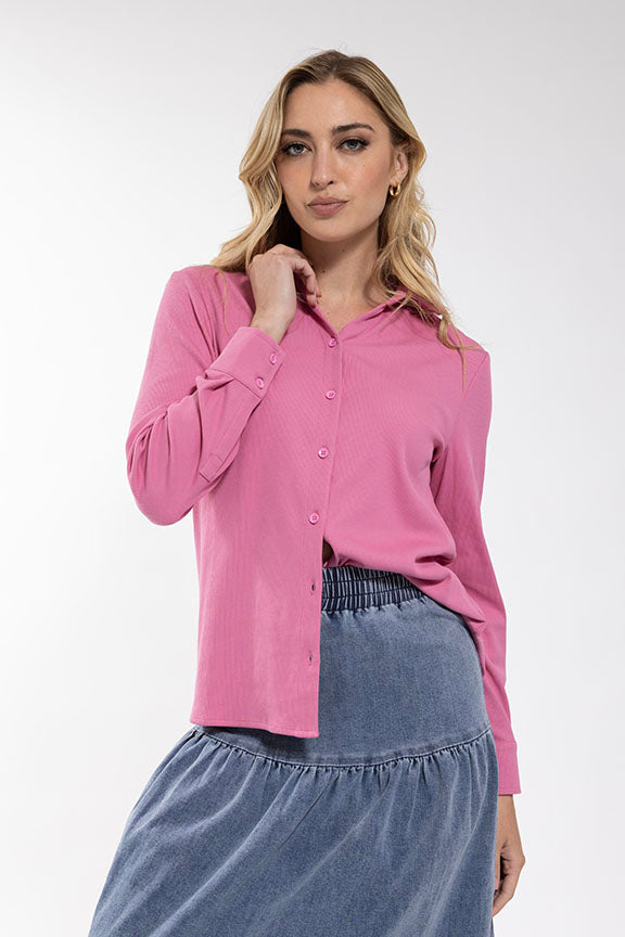 LATITUDE Ribbed Button Down T-Shirt