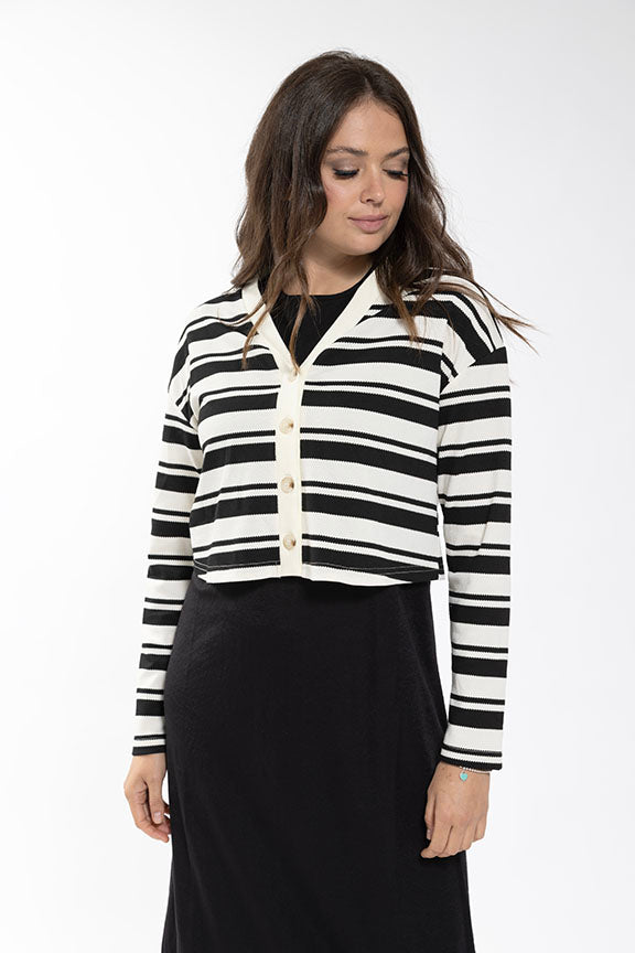LATITUDE Textured Striped Cardigan