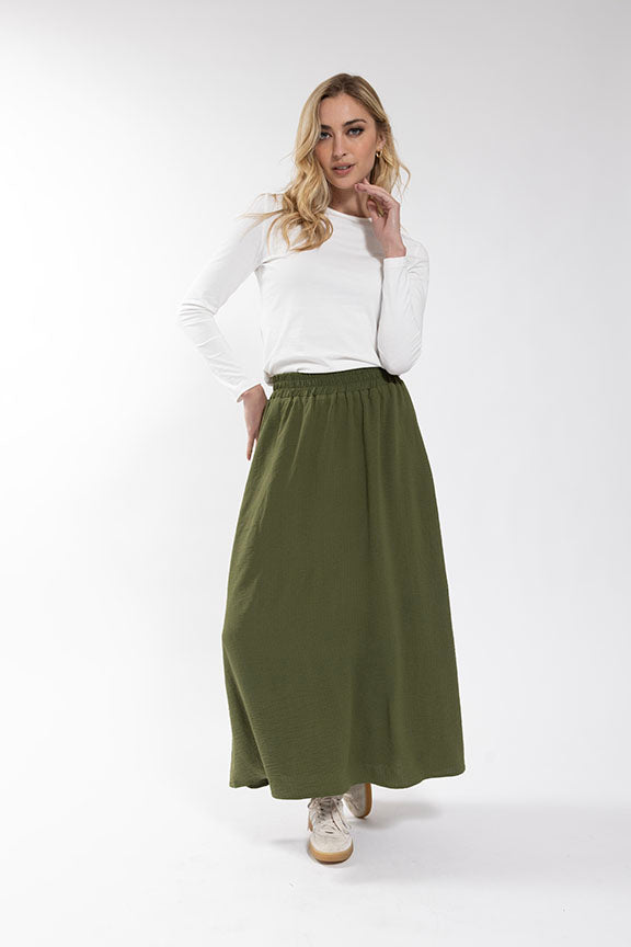 LATITUDE Elastic Waist Gauze Circle Skirt