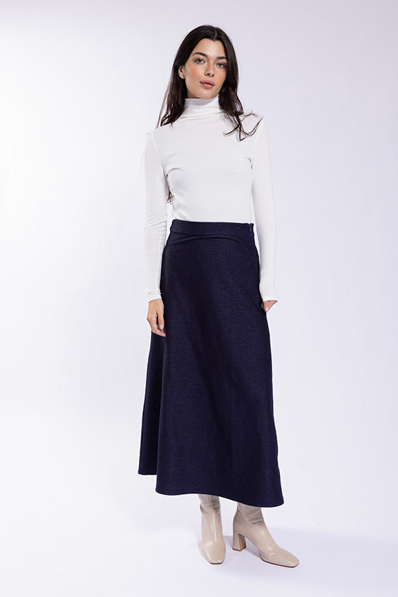 Latitude Stretch Chambray A-Line Skirt