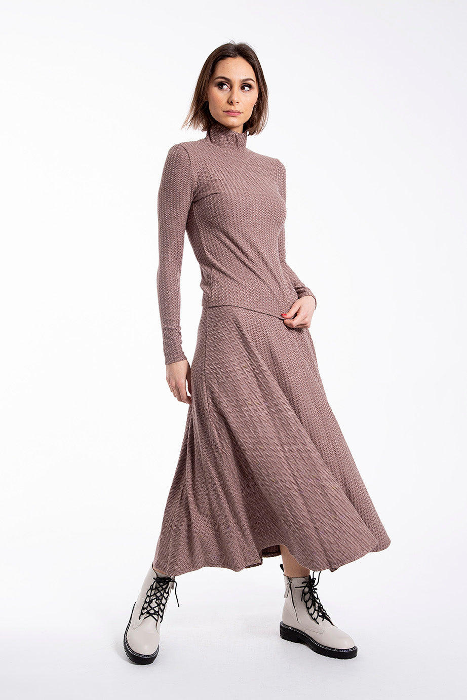 MONN HERRINGBONE ALINE MIDI SKIRT