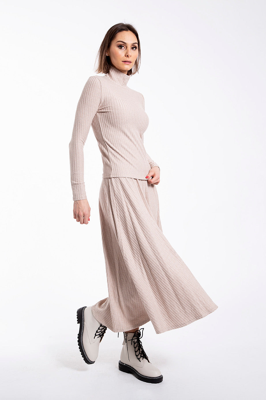 MONN HERRINGBONE ALINE MIDI SKIRT