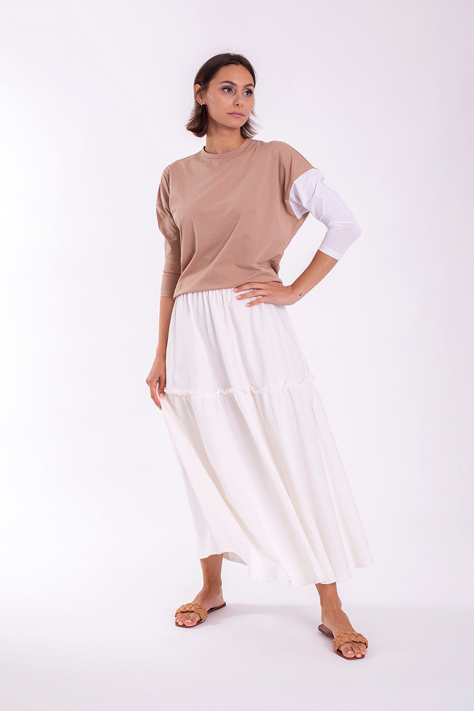 MONN CONTRAST SLEEVE DOLMAN TOP