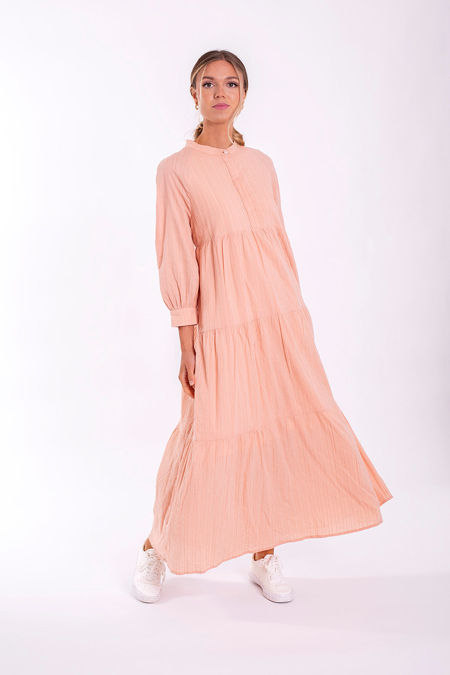 MONN VERTICAL TEXTURE MIDI DRESS