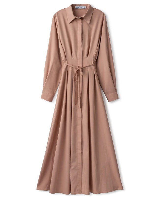 IN:05 SEWN PLEAT BUTTONDOWN DRESS W HIDDEN BUTTONS