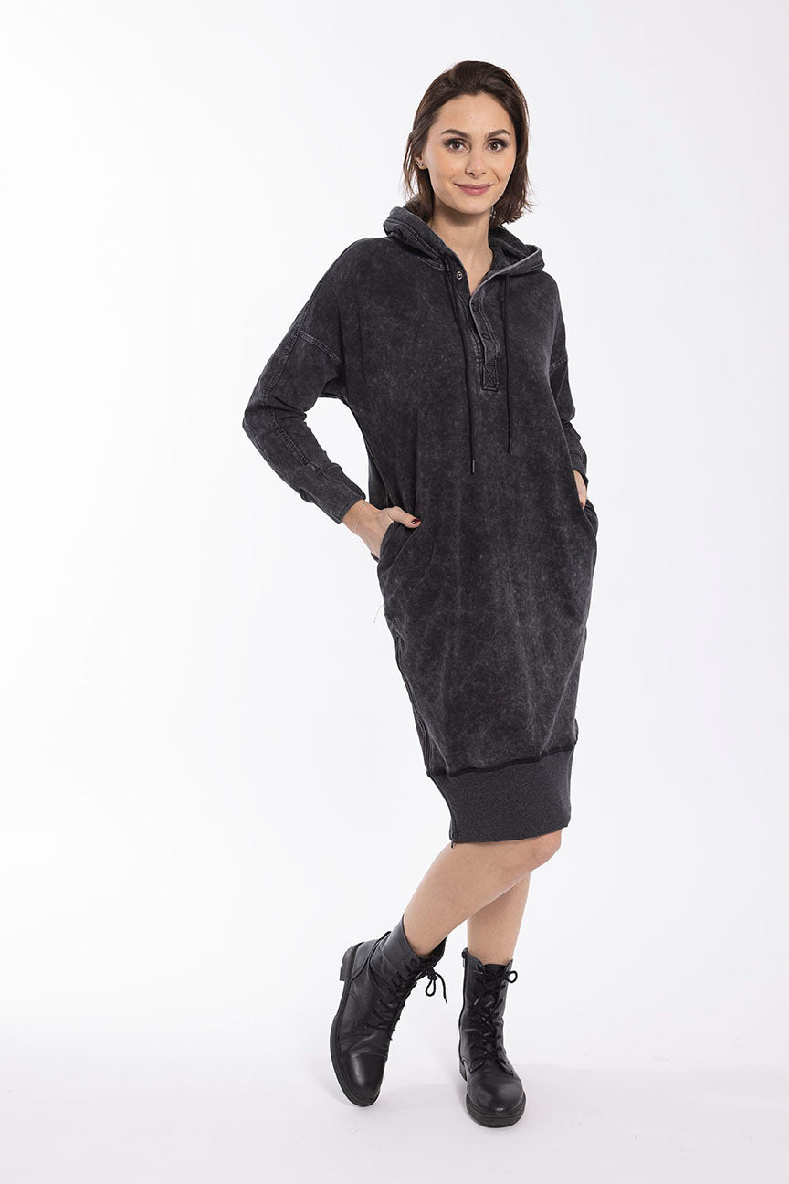 MONN WASHED DENIM HOODIE DRESS