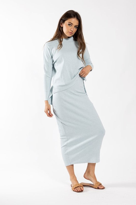 MONN WIDE RIB MIDI SKIRT