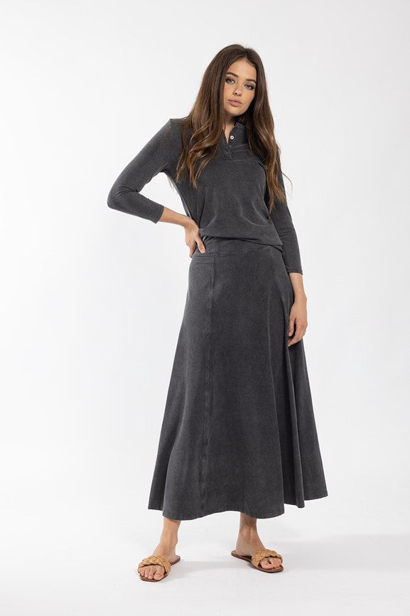 MONN WASHED A LINE MIDI SKIRT