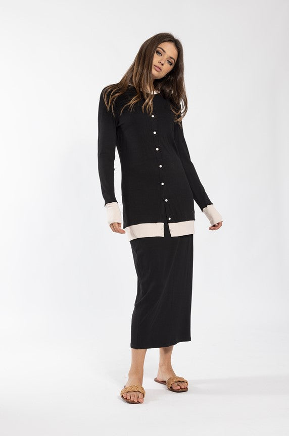 MONN COLORBLOCK RIB CARDIGAN