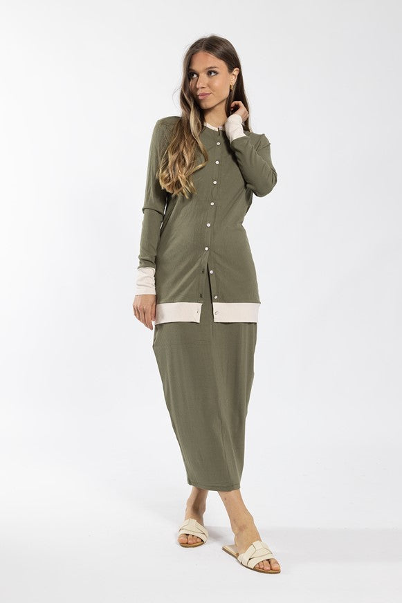 MONN COLORBLOCK RIB CARDIGAN