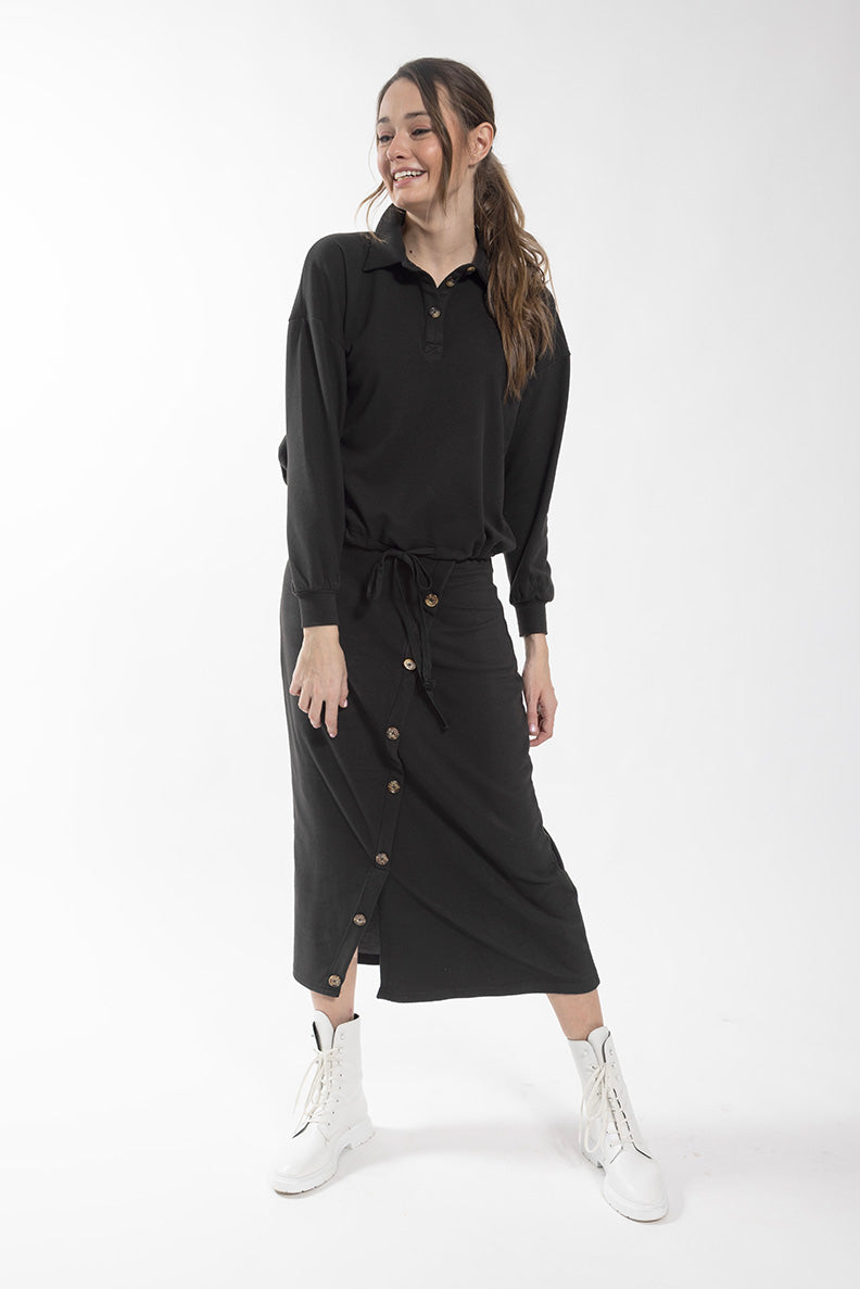 MONN DIAGONAL BUTTON SKIRT