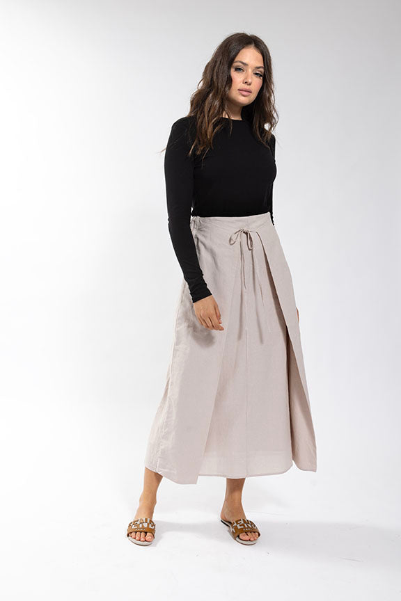 MONN Tie Panel Linen Skirt