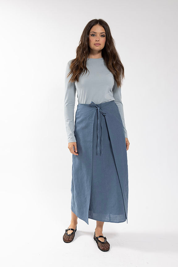 MONN Tie Panel Linen Skirt