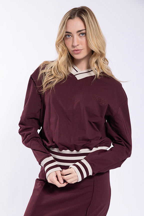 Monn Sports Stripe V-Neck Sweatshirt