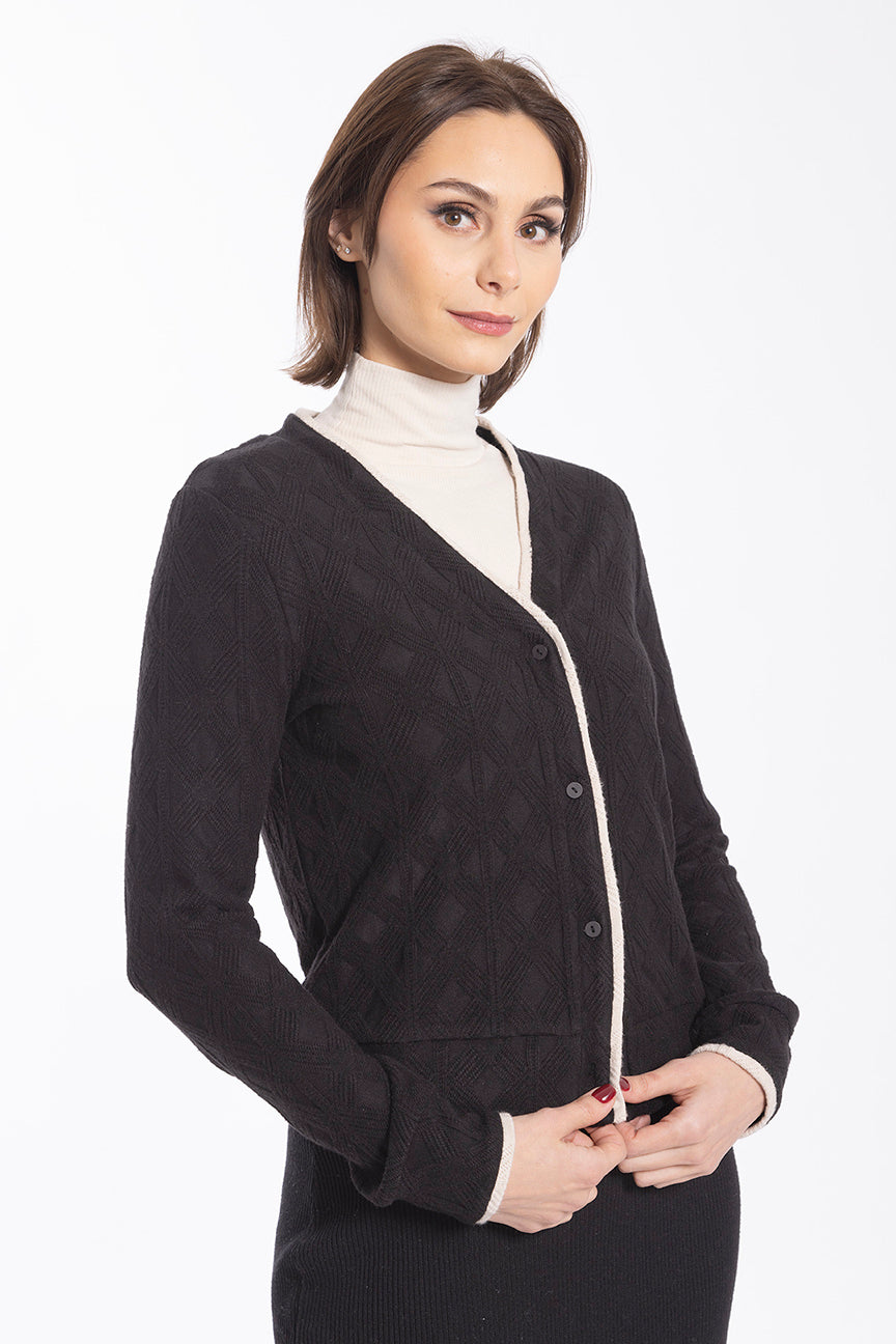 MAPLE & CLIFF PIPED CARDIGAN