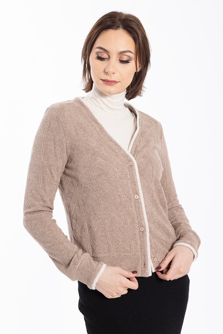 MAPLE & CLIFF PIPED CARDIGAN