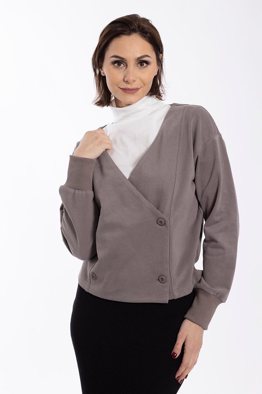 MAPLE & CLIFF DOUBLE BREASTED SWEATSHIRT