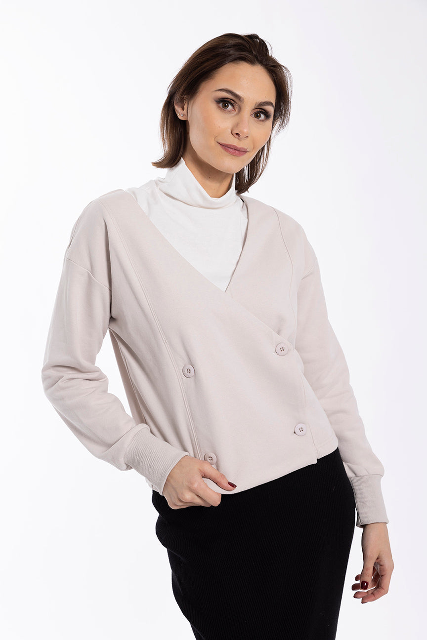 MAPLE & CLIFF DOUBLE BREASTED SWEATSHIRT