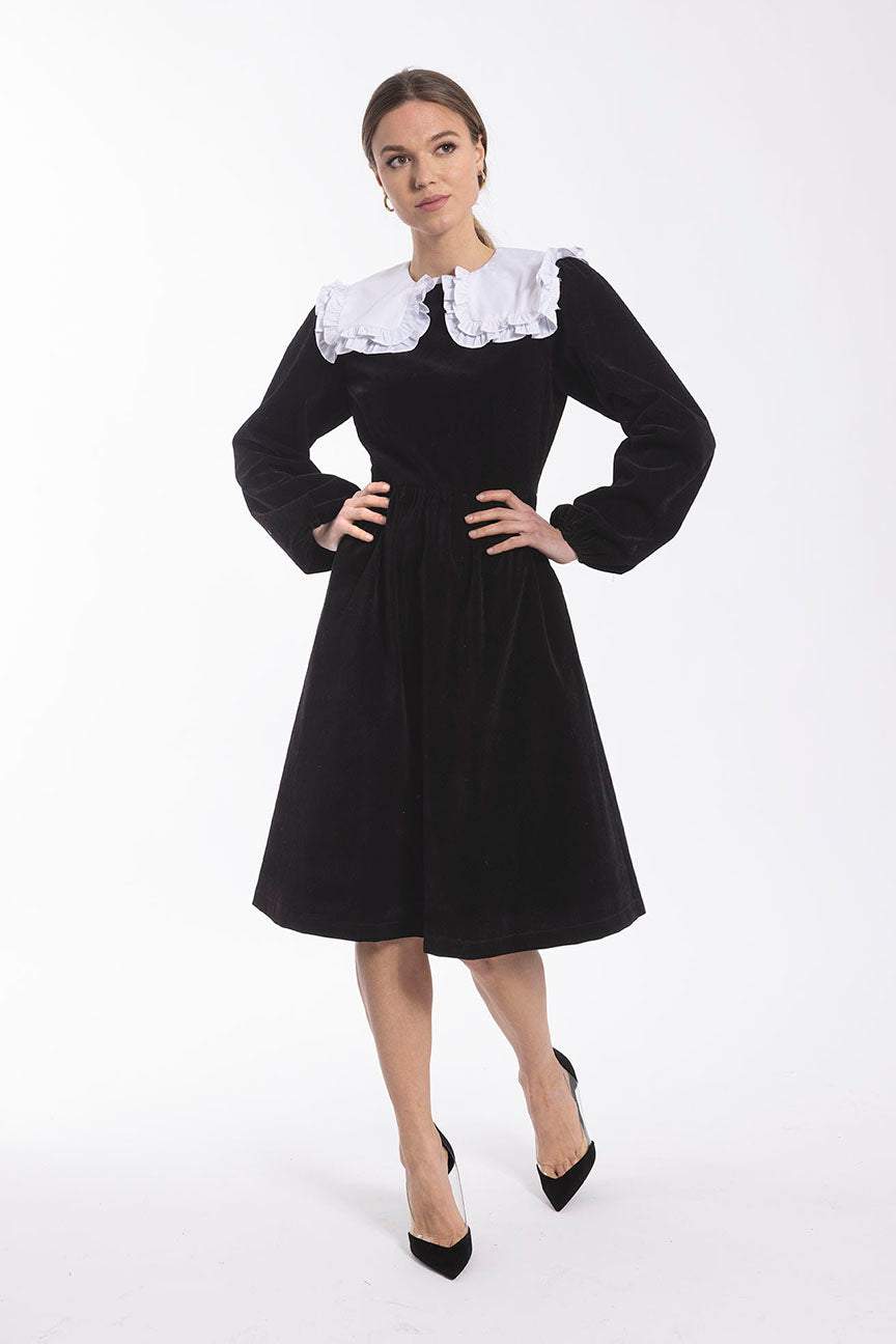 MAPLE & CLIFF VELVET DRESS W COLLAR