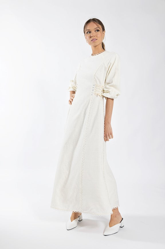 MAPLE & CLIFF BUTTON DETAIL MIDI DRESS