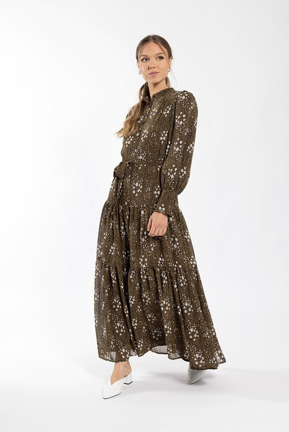 MAPLE & CLIFF LEOPARD FLORAL DRESS