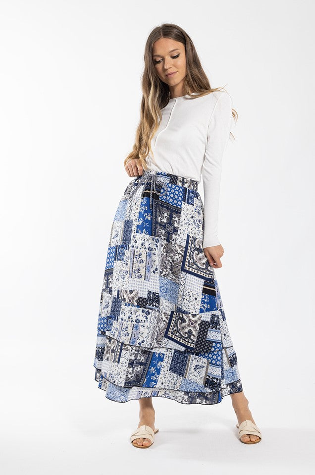 MAPLE & CLIFF BANDANA PRINT MIDI SKIRT