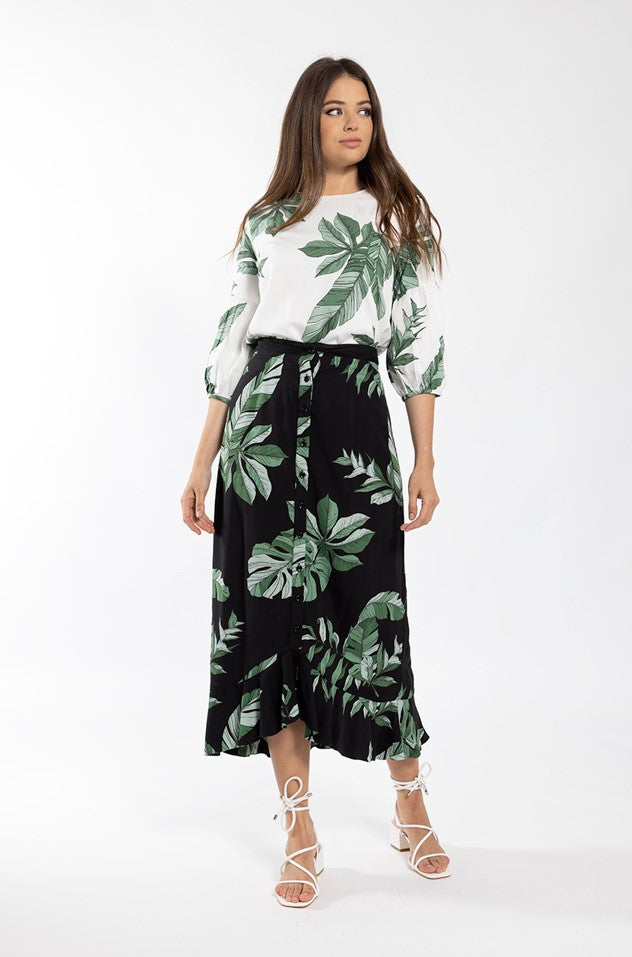 MAPLE & CLIFF TROPICAL LEAF BLOUSE